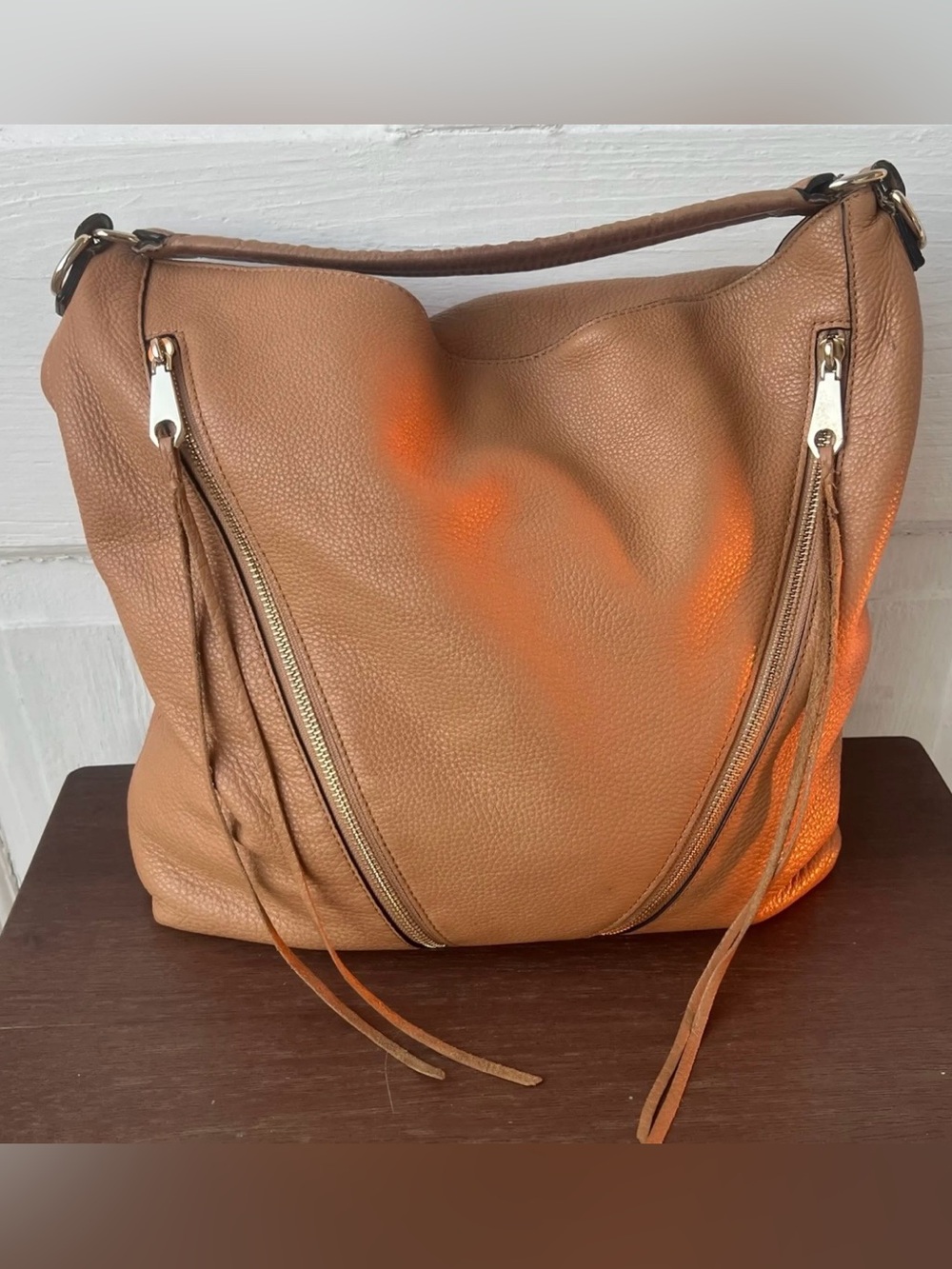 Rebecca Minkoff Moto Hobo Butter Rum
Pebbled Leather Shoulder Bag
